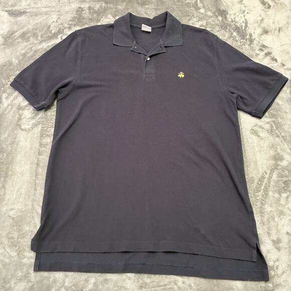 Brooks Brothers Polo 346 Mens L Black Shirt Collared Cuffed Sleeves Performance - Picture 1 of 8